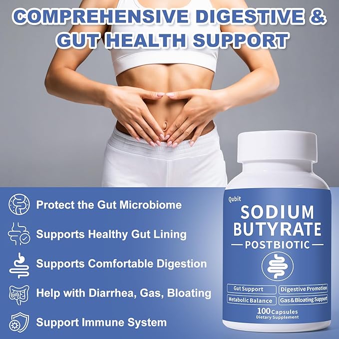 Sodium Butyrate Supplement – Postbiotic for Gut Health Supports Digestion IBS Leaky Gut &amp Stomach Comfort – Low Odor Easy to Swallow No Side Effects – 100 Vegan Capsules