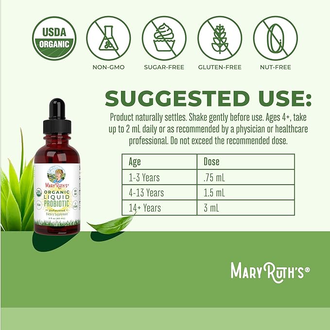 MaryRuth's Morning Multivitamin +Hair Growth (Peach Mango 15oz) Nighttime Multimineral (Coconut 15oz) &amp Probiotic Drops (2oz) | Vegan Vitamins for Beauty Bedtime &amp Wellness | Non-GMO