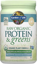 Garden of Life Raw Organic Protein &amp Greens Lightly Sweet Vegan Protein Powder for Women and Men Plant and Pea Protein Greens Probiotics Gluten Free Low Carb Shake Made Without Dairy 20 Servi