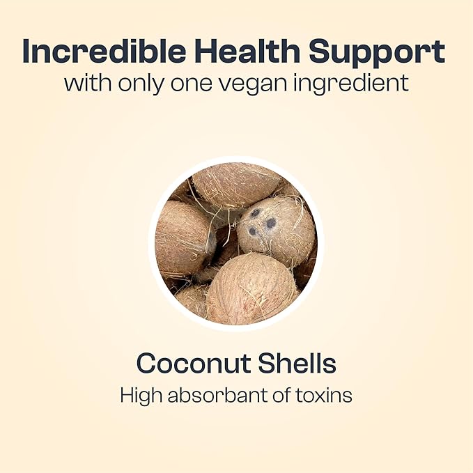 My Vida Origins Activated Coconut Charcoal Capsules - Detox Gas Relief Digestive and Gut Health Support | Vegan Organic Non-GMO Gluten Free No Additives - 90 Count