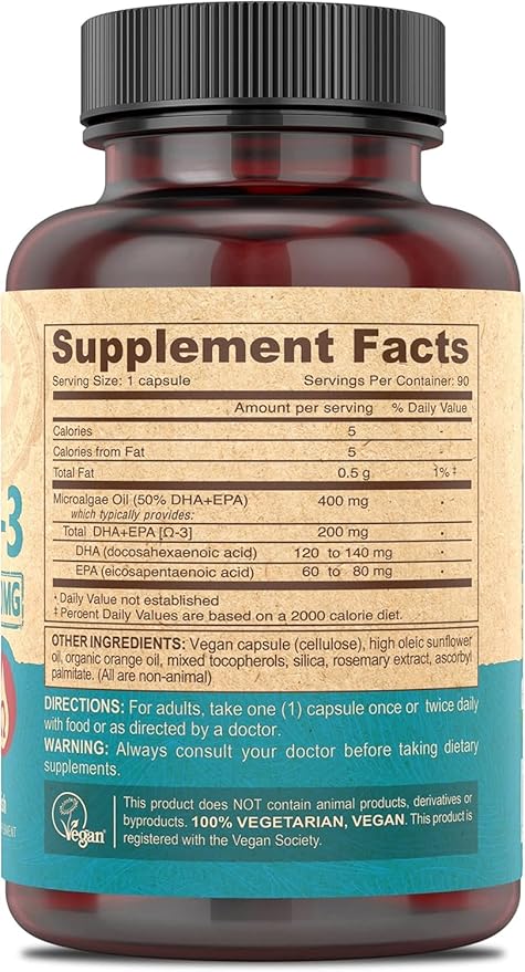 DEVA Vegan Omega-3 DHA-EPA from Micro Algae Delayed Release 90 Vegan Capsules (Pack of 2)