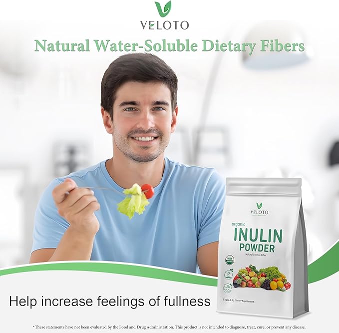 Organic Inulin Powder – Prebiotic Fiber Supplement for Smoothies &amp Drinks 2.2 lb Flavorless Water Soluble Vegan &amp Non-GMO