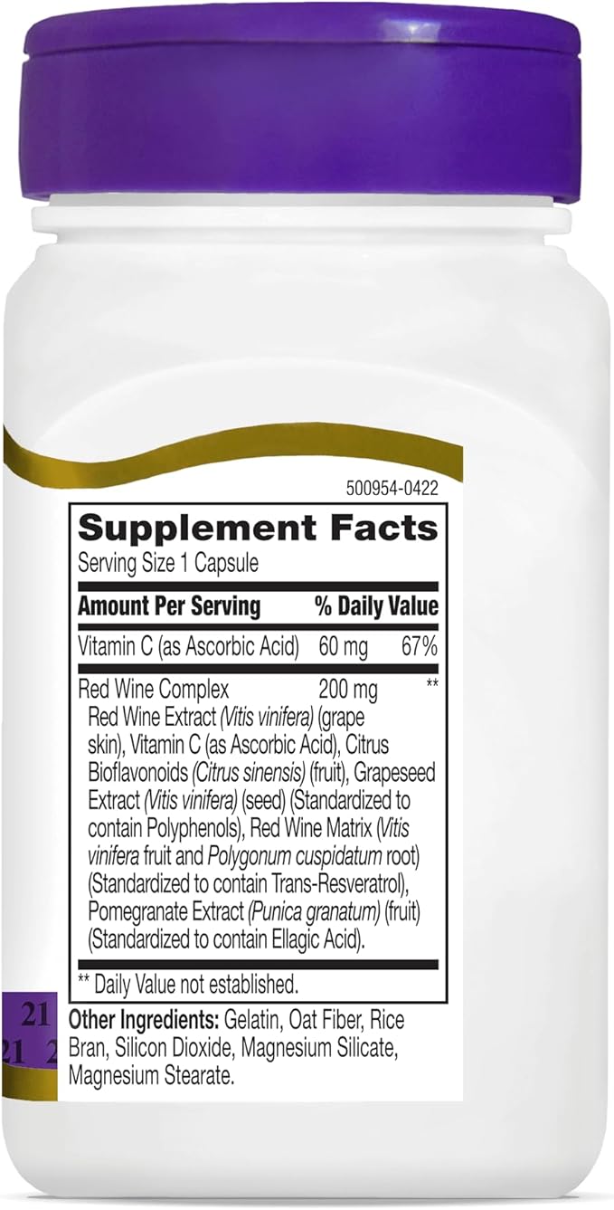 21st Century Resveratrol Red Wine Extract 90 Capsules - 2pc