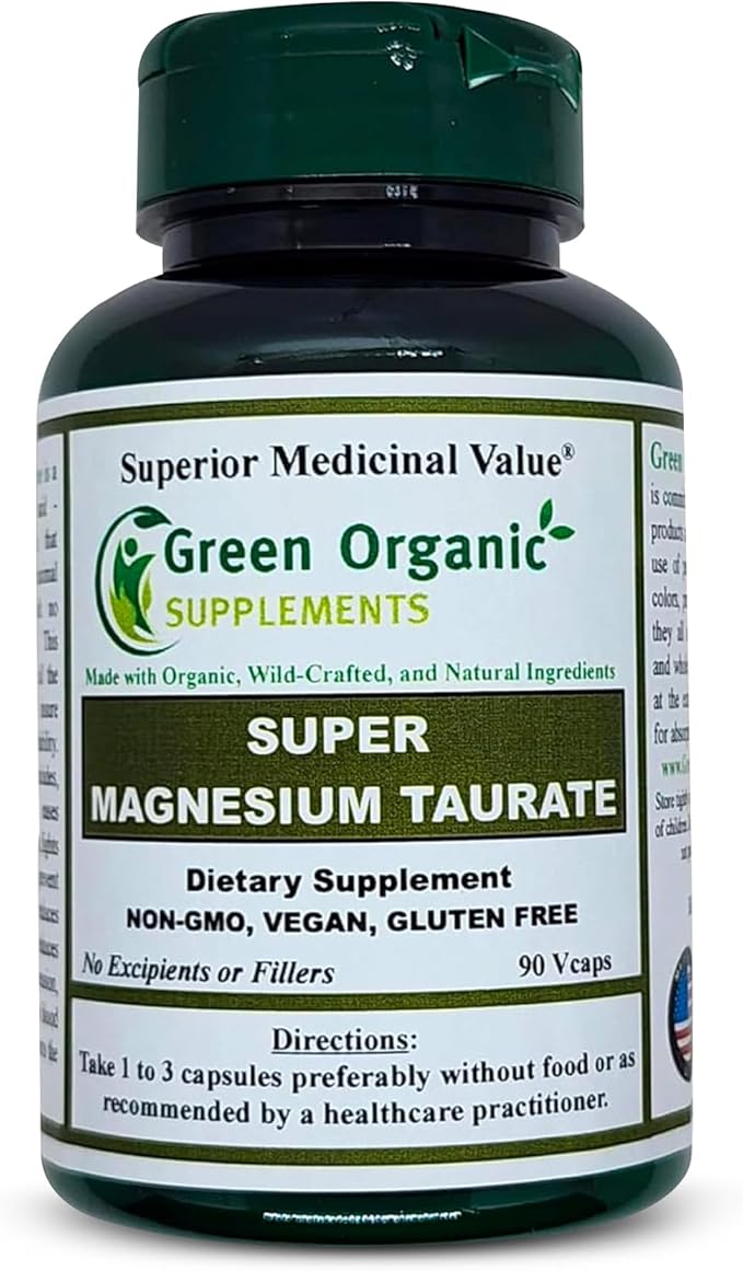 Magnesium Taurate High Absorbable 90 VCaps Non-GMO Vegan &amp Gluten Free Made with Organic Wild-Crafted and Natural Ingredients (Pack of 5)