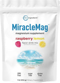 MiracleMag Calm Magnesium Powder 1lb | Magnesium Citrate Supplement | Sweet Raspberry Lemon Flavored | Calm &amp Relaxation Mineral Support | Easily Absorbed Ionic Form | Non-GMO Vegan Sugar Free