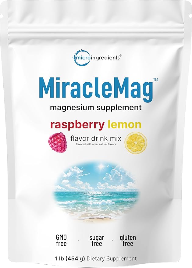MiracleMag Calm Magnesium Powder 1lb | Magnesium Citrate Supplement | Sweet Raspberry Lemon Flavored | Calm &amp Relaxation Mineral Support | Easily Absorbed Ionic Form | Non-GMO Vegan Sugar Free