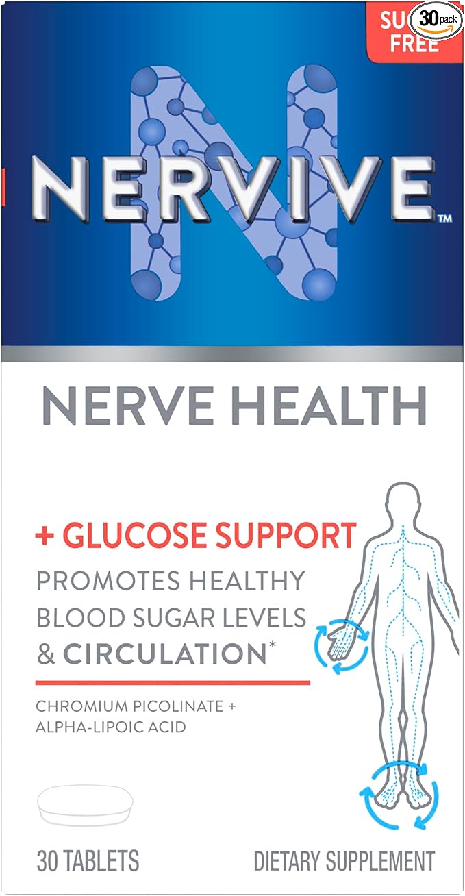 Nervive Nerve Health Glucose Support Tablets Nervive Supplement Nervive Tablet Alpha Lipoic Acid Chromium Picolinate Vitamin B12 B6 B1