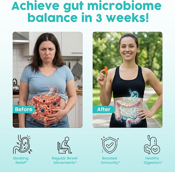 (180 Count) Probiotic Gummies 19 in 1 Prebiotics Postbiotic Probiotic Gummies 100 Billion CFU Probiotics for Women Men Complete Immune Gut &amp Digestive Support* Sugar Free Vegan