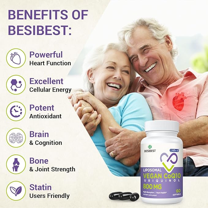 Liposomal Ubiquinol CoQ10 800 MG Softgel High Absorption CoQ10 Ubiquinol Supplement Active Coenzyme Q10 800mg Powerful Antioxidant for Heart &amp Brain Function Energy Production 240 Vegan Softg