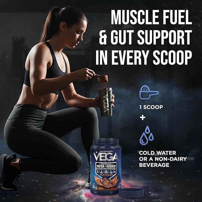 Vega Sport Vegan Protein Powder + Recovery - 30g Plant Based Protein per Serving Mocha 19 Servings 5g BCAAs Probiotics NSF Certified for Shakes &amp Smoothies 1.8lbs (Packaging May Vary)