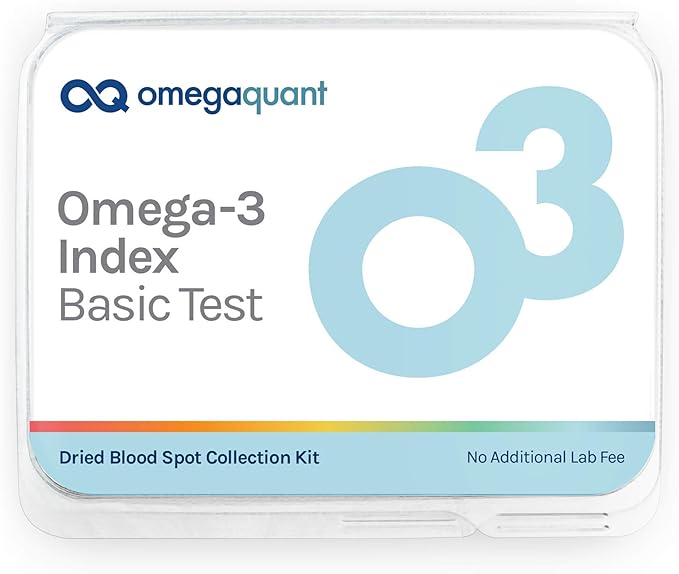 OmegaQuant Omega-3 Index Basic - The Original Omega-3 Blood Test Kit with one Drop of Blood Home Kit Includes Blood Collection Kit | 1 Omega-3 Test Kit