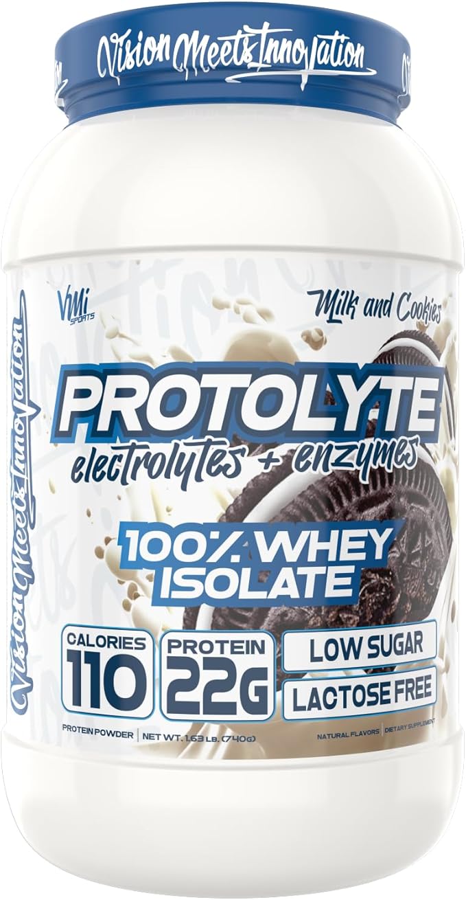 VMI Sports | ProtoLyte Whey Isolate Protein Powder | Low Calorie Whey Protein Powder for Weight Loss | Protein Powder for Muscle Gain | Digestive Enzymes | Non-GMO (Milk and Cookies 1.6 Pounds)