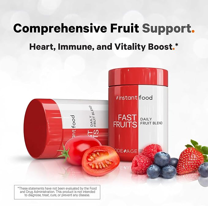 Codeage Instantfood Fast Fruits Over 15 Fruits Powders Equivalent All-in-One Vegan Daily Whole Food Vitamins - Berries Antioxidant Polyphenols &amp Bioflavonoid Multivitamin Non-GMO 90 Capsules