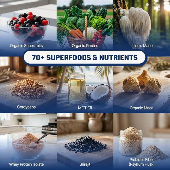 DADFUEL All-in-One Meal Replacement Shake for Men | 25g Whey Protein Isolate + 70+ Superfoods &amp Nutrients | Non-GMO Gluten-Free No Added Sugar | Smooth Taste Easy Mix | 15 Servings