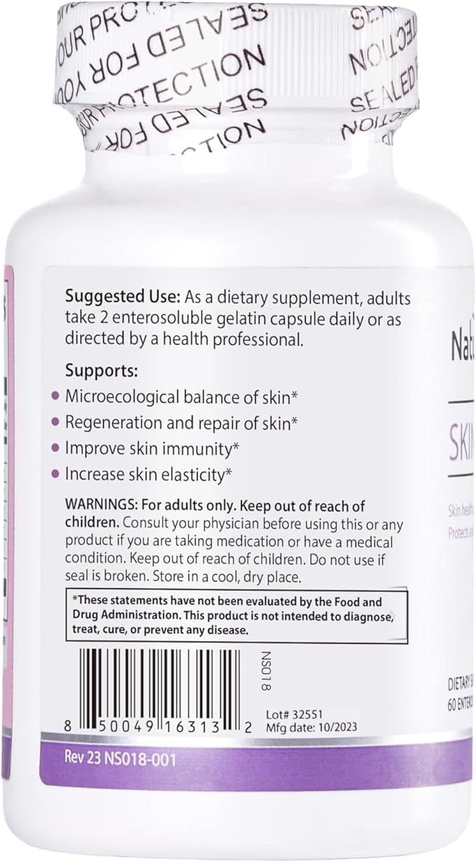 Skin Probiotic-30 Billion Colonies of 3 strains Specially Added Carotene astaxanthin and lycopeneReduce SensitivityEnhance Moisture and Elasticity and Make Skin Radiant60 Capsules