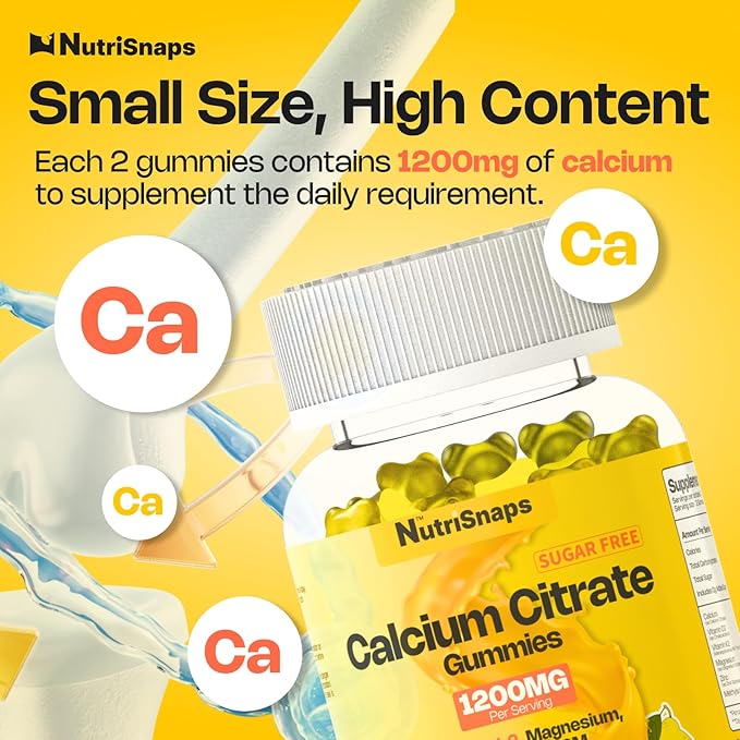 Sugar Free Calcium Citrate Gummies 1200mg with Vitamin D3 K2 Magnesium Zinc MSM for Men &amp Women Bone Muscle Immune Support Ultimate Absorption Calcium Supplement Vegan 60 Count