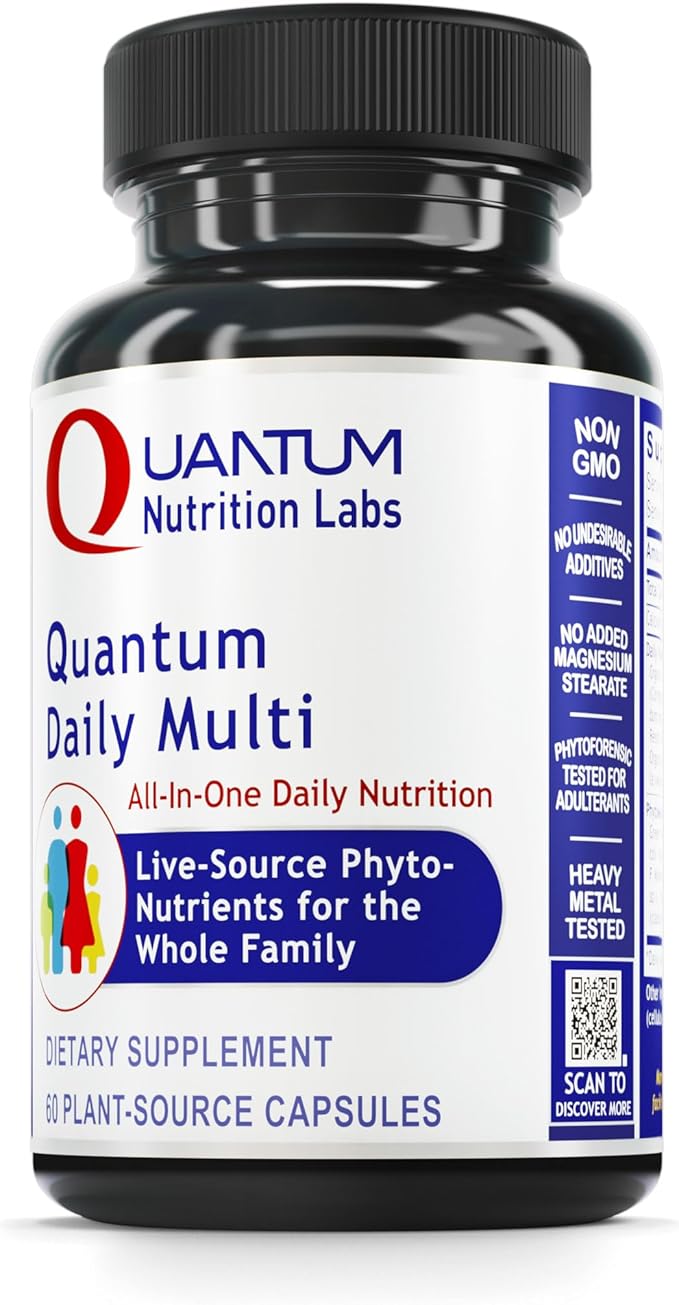 Quantum Nutrition Labs Daily Multivitamin - Multivitamin for Men and Women Daily Nutrition Supplements with Calcium for Adults Made with Cordyceps and Green Tea - 60 Vegetarian Capsules