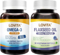 LOVITA Complete Omega Bundle - 1 Fish Oil (120ct) &amp 1 Flaxseed Oil (180ct) rTG EPA/DHA &amp ALA 3-6-9 Dual Source Heart Support (2-Pack Set)