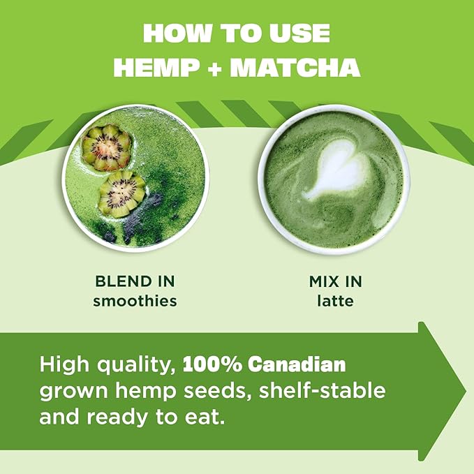 Manitoba Harvest Organic Hemp &amp Matcha Powder 5.5 oz Energy 6g of Protein 2g of Fiber per serving Matcha Protein Powder Vegan Non-GMO Project Verified 56g of Caffeine Packaging May Vary