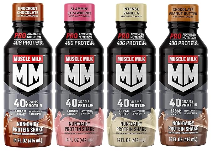 Muscle Milk Pro Series Protein Shake Top 4 Flavor Variety Pack 14 Fl Oz Bottles (Pack of 24)