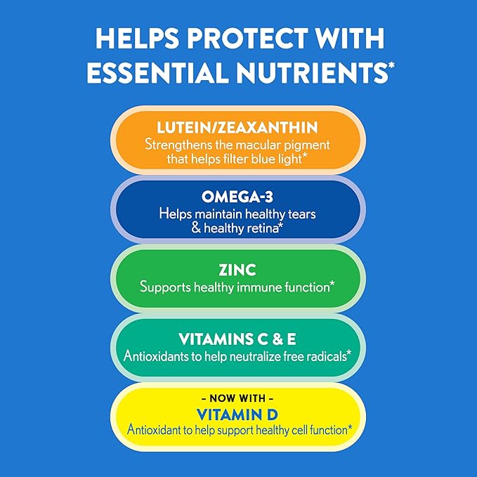 Ocuvite 50+ Eye Vitamin &amp Mineral Supplement Multivitamin for Vision &amp Ocular Health with Omega-3 Zinc Vitamins C &amp E Lutein &amp Zeaxanthin Zinc Supplements for Women and Men 90 So