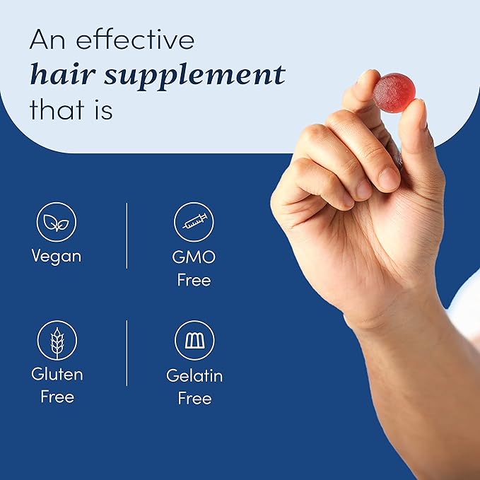 Man Matters Biotin Hair Gummies for Men | Keeps Hair Healthy and Strong | Strawberry Flavoured | Vitamin A Vitamin C Vitamin E &amp Zinc | 100% Vegetarian | 60 Days Pack
