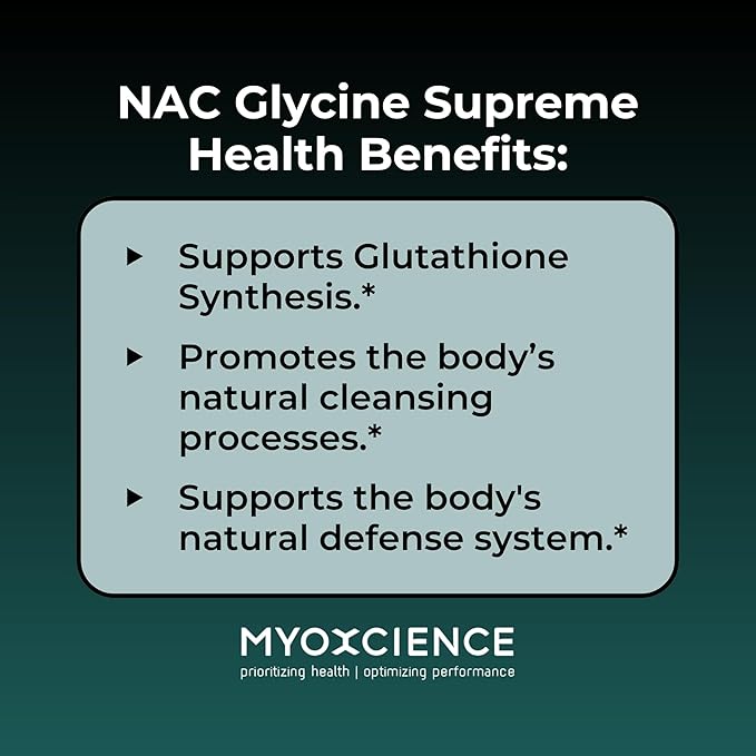 MYOXCIENCE Gly-NAC | NAC Glycine Supreme | Supports Glutathione Synthesis &amp Antioxidant Activity | 3000 mg Glycine &amp 1600 mg N-Acetyl-Cysteine per Serving | Unflavored 30 Servings