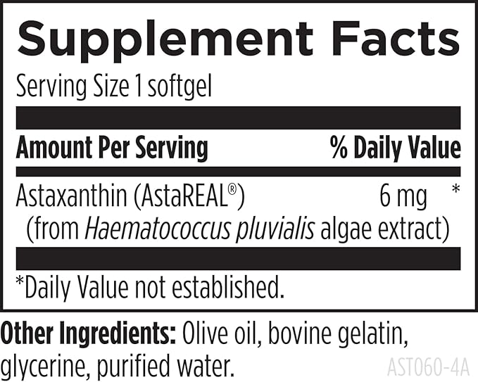 Designs for Health Astaxanthin - Microalgae (Haematococcus Pluvialis) Extracted Carotenoid Antioxidant Supplement - Support for Cardiovascular GI Skin + Eye Health (60 Softgels)