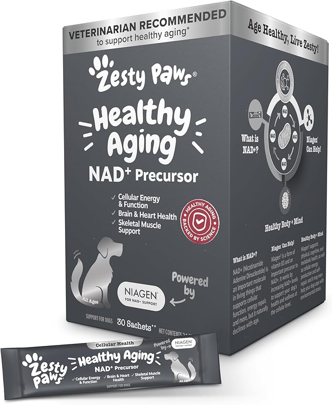 Zesty Paws NAD+ Precursor Supplement for Dogs - Niagen for Healthy Aging &amp Skeletal Muscle Support &amp Recovery - Brain Heart &amp Cellular Energy Support - Nicotinamide Riboside Chloride – 3