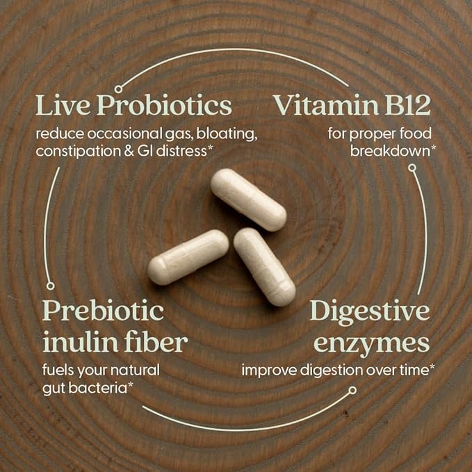 New Chapter All-Flora Enzyme Complex with Probiotics Relieves Bloating &amp Gas - Clinical-Strength Digestive Enzymes + Ultra-Concentrated Probiotics + Fermented Vitamin B12 90 Vegan Capsules