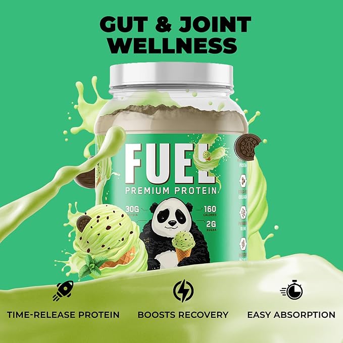 Underground Bio Labs Panda Fuel Premium Protein WheyHydrolyzed CollagenCaseinProbiotics Enzymes Keto FriendlyTime Release 25 Servings (2.5 Pound Mint Chocolate Ice Cream)