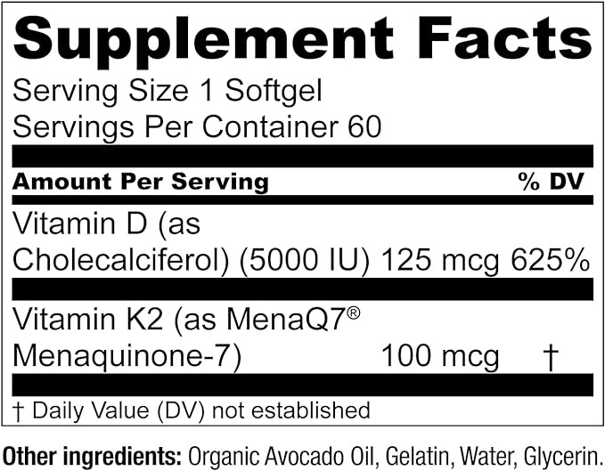 Live Conscious Vitamin K2 MK7 with D3 Supplement | Bone &amp Heart Health Support - Patented Vitamin K &amp Vitamin D3 5000 IU (2-Pack)