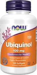 Now Supplements Ubiquinol 100 mg High Bioavailability (The Active Form of CoQ10) 120 Softgels