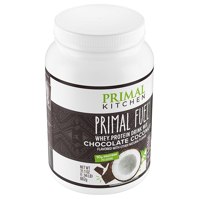 Primal Kitchen Primal Fuel Chocolate Coconut Whey Protein Powder Gluten and Soy Free 1.94 Pounds