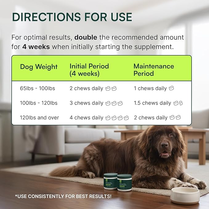 Wuffes Chewable Dog Hip &amp Joint Supplement - Glucosamine &amp Chondroitin Chews - Dog Joint Supplements &amp Vitamins - Extended Joint Care (Large Breed (Over 65 lbs) 60 Chews (Pack of 2))
