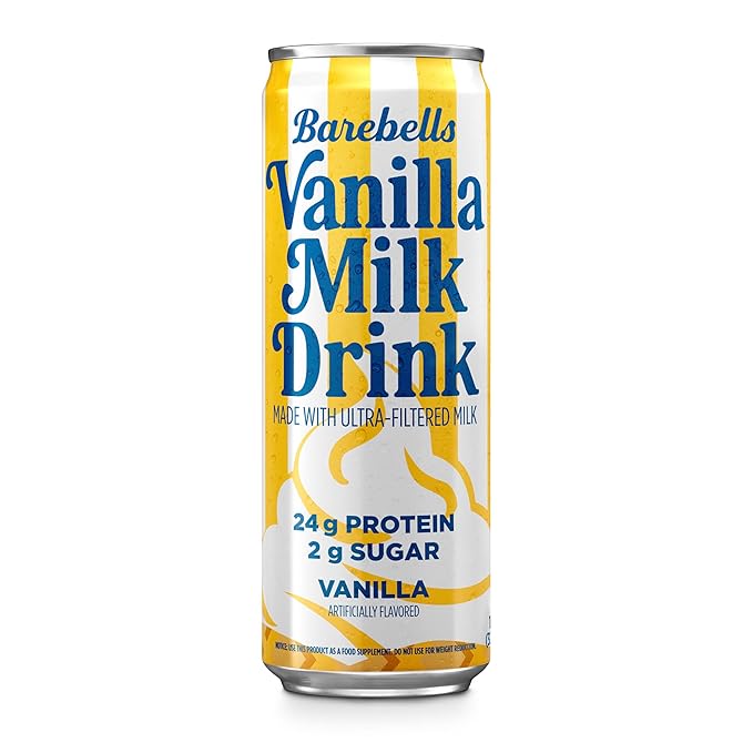 Barebells Vanilla Milk Drink – 24g Protein No Added Sugar High Protein Vanilla Shake Ultra-Filtered Milk Creamy Flavor – 11.2 fl oz (330ml) 12 Count