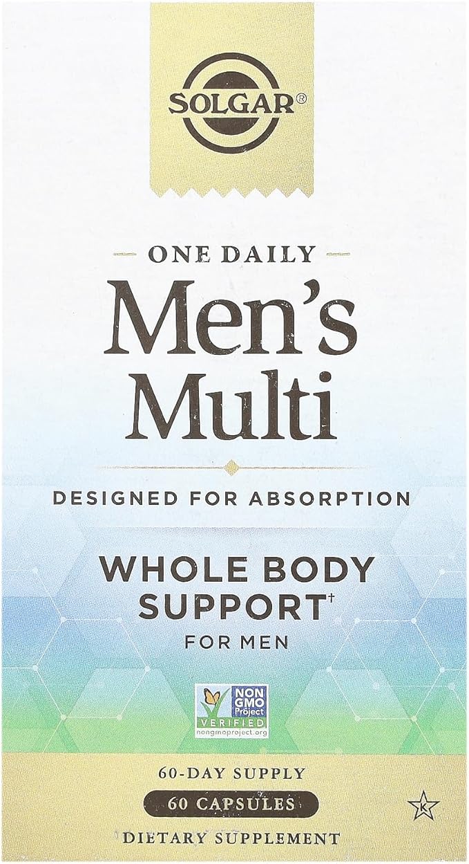 Solgar One Daily Men's Multivitamin Whole Body Support Supplement Highly Absorbable Delayed Release One Daily Multi Vitamin Capsules for Men - Immune Heart Energy Stress &amp Muscle Health 60 Servi