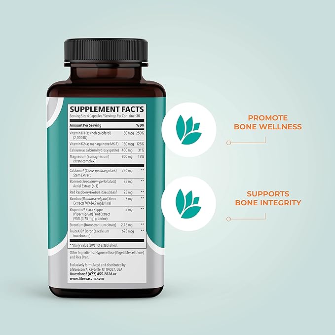 LifeSeasons Bone Densi-T - Osteo &amp Calcium Support - Bone Mineral Density Pliability &amp Healing - Skeletal Strength &amp Tissue Production - Calcium Magnesium &amp Vitamin D - 120 Capsules
