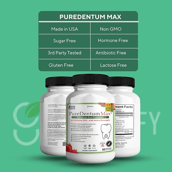 PureDentum for Gums and Teeth Health &amp Fresh Breath - 40 Billion CFU Advanced Oral Probiotics for Mouth Bad Breath Capsule Supplement (5)