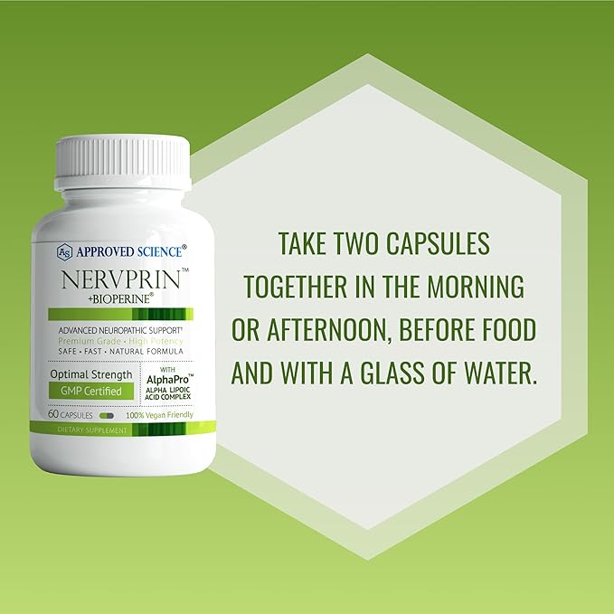 Approved Science Nervprin - Nerve Support - Benfotiamine B12 R-Alpha-Lipoic Acid Corydalis Boswellia BioPerine - 360 Capsules - Made in The USA