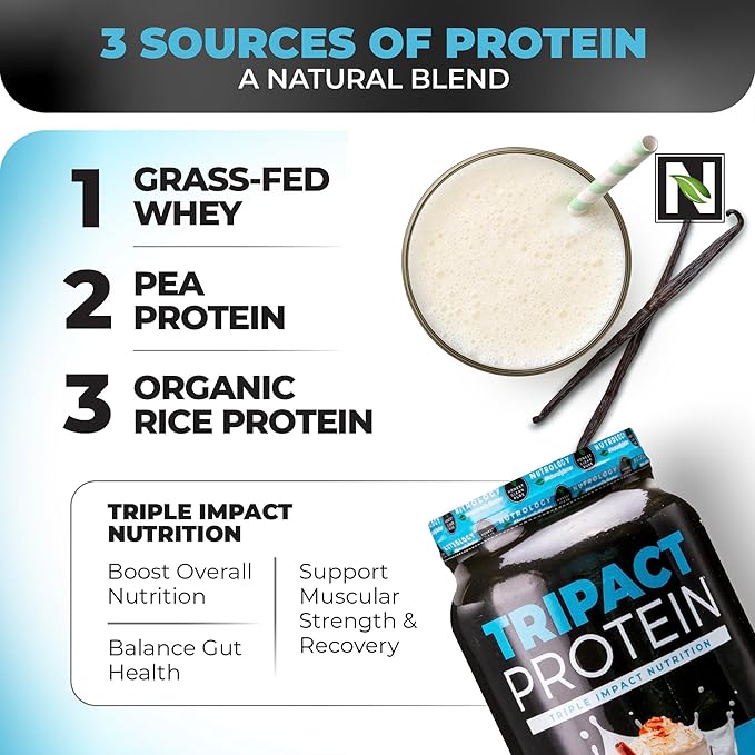 Nutrology TRIPACT Protein Powder 7-in-1 Meal Replacement Shake Vanilla Latte Cinnamon Flavor (40 Servings) Zen Natural Magnesium Supplement (30 Servings)