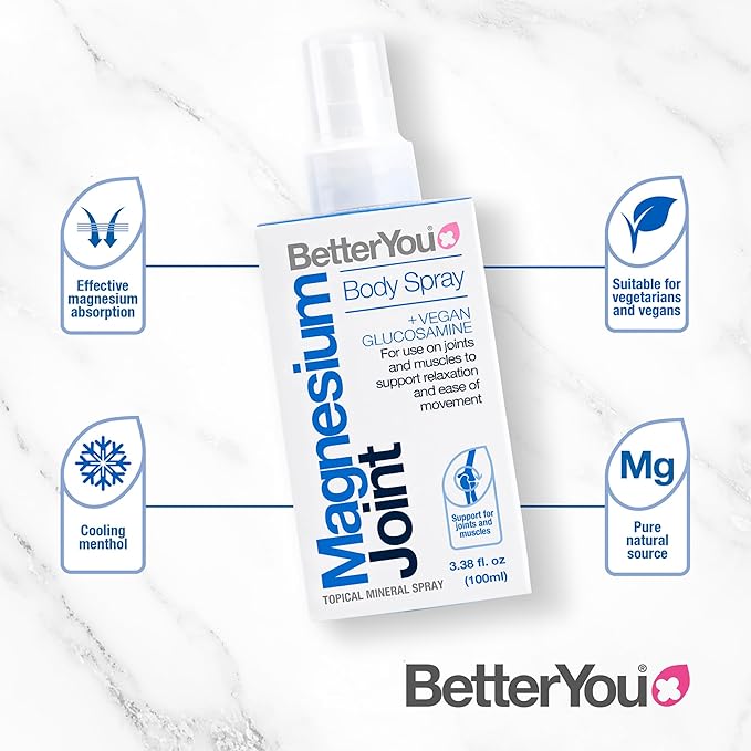 BetterYou Muscle and Joint Bundle - Magnesium Joint and Magnesium Muscle Body Spray - Essential Oils Spray Soothes Tired Muscles Instantly - 2 pc