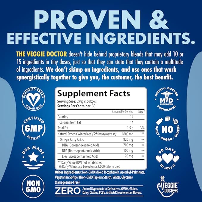 Vegan Omega 3 Supplement – Algae Omega 3 with DHA EPA DPA – Vegan Capsules from Algal – Fish Oil Alternative – Plant-Based Algae Oil Formula – Non-GMO Carrageenan-Free High Strength