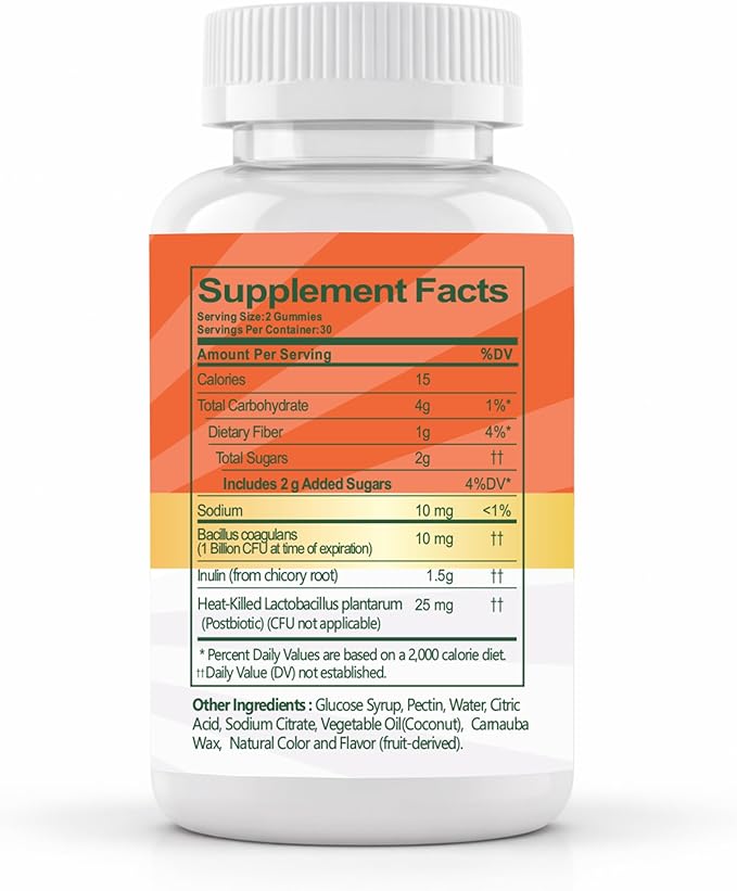 3-in-1 Probiotic Gummies with Prebiotic &amp Postbiotic Strawberry Flavor Daily Digestive Support Supplement 60 Gummies