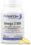 Patient One Omega-3 800 | Supplement to Support Heart Cognitive and Joint Health* | Omega-3 Fish Oil with EPA and DHA | 120 Softgels