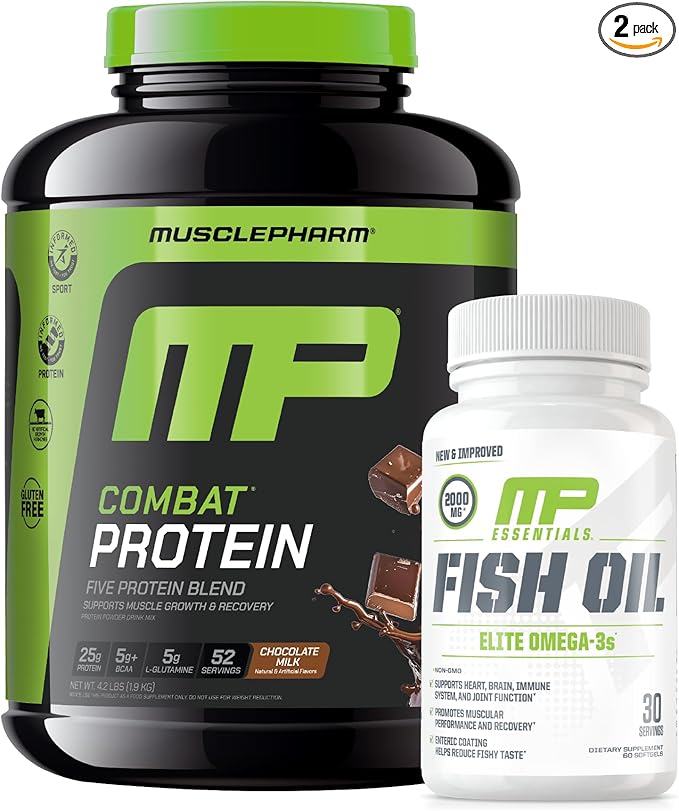 Muscle Pharm Combat 4lb Chocolate Protein &amp MusclePharm Fish Oil
