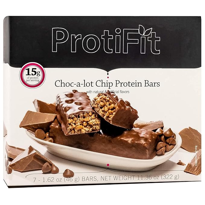 PROTIFIT - Low Calorie Choc-A-Lot Chip Protein Bar 2 Pack High Protein 15g Protein Low Carb Low Sugar Ideal Protein Compatible 7 Servings Per Box (2 Pack)