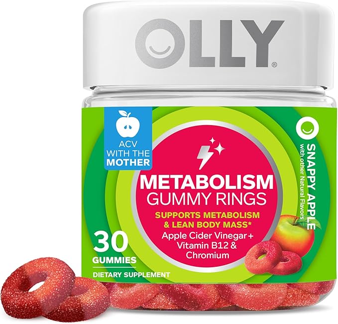 OLLY Happy Hoo-Ha Probiotic for Women Vaginal Health Capsules 25 Count &amp Metabolism Gummy Rings for Energy 30 Count