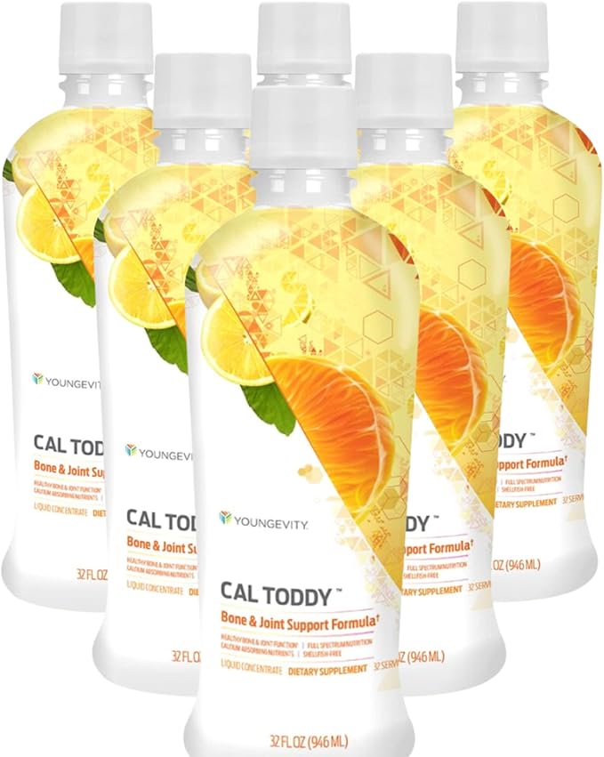Youngevity Cal Toddy - Calcium (Citrate Phosphate) Magnesium 1200mg/600mg - Vitamins D-3 Zinc Copper Potassium Boron &amp 70+ Trace Mineral Cofactors - Supports Bone Health - 32 Fl Oz (Pack of