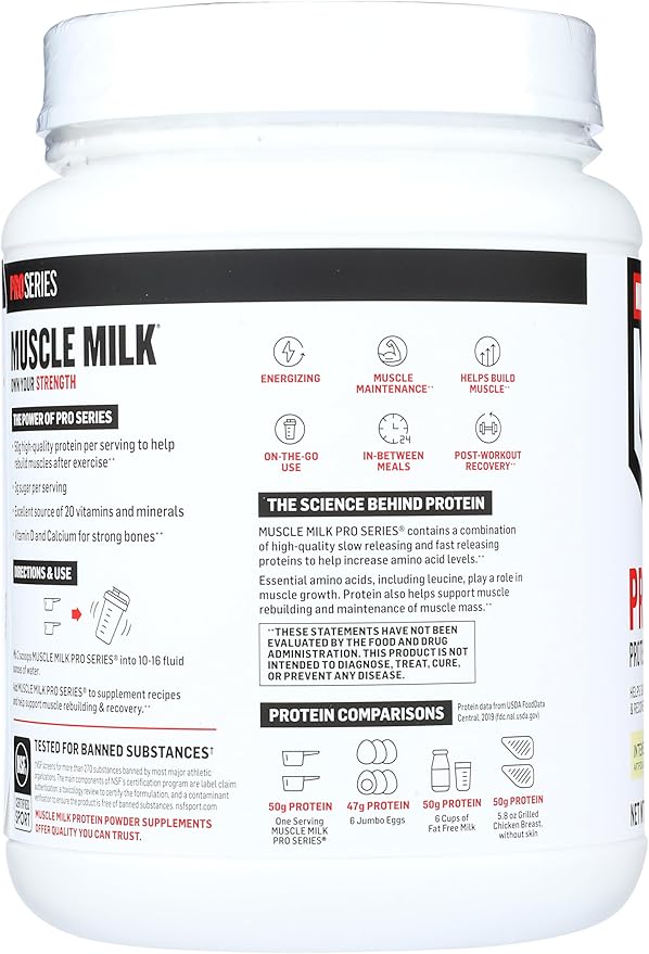 Muscle Milk Powder Pro Series 50 Grams Protein Intense Vanilla 2 Pounds